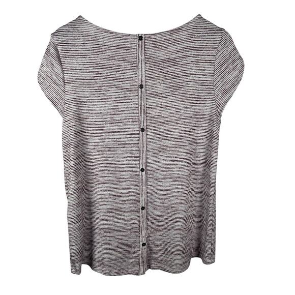 Stitch Fix Market Spruce Womens Knit Top Striped Button Back Tulip Sleeve Medium - Picture 6 of 10